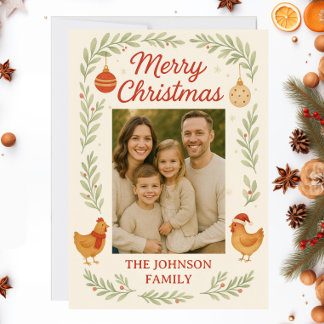 Chicken Photo Customisable Christmas Card