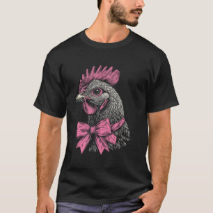 Chicken Pink Coquette Bow Dainty Ribbon Farm Anima T-Shirt