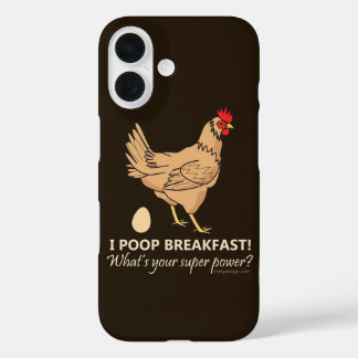 Chicken Poops Breakfast Funny Design iPhone 16 Case