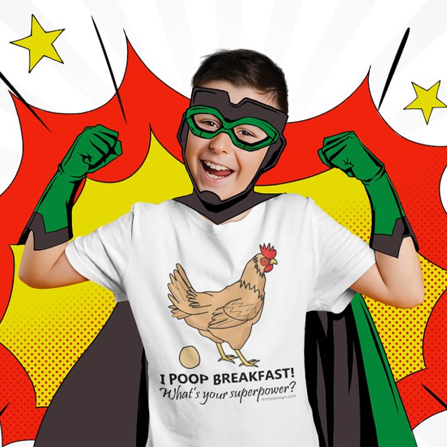 Chicken Poops Breakfast Funny Illustration T-Shirt (Creator Uploaded)