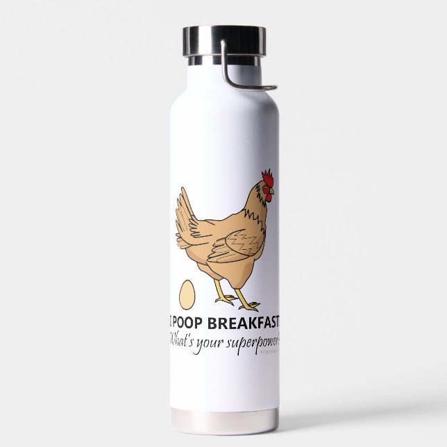 Chicken Poops Breakfast Funny  Water Bottle (Left)