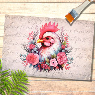 Chicken Portrait in Flowers 1 Decoupage Paper