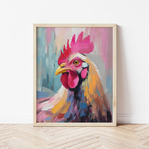 Chicken Portrait Modern Abstract Art Poster