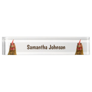 Chicken Portraits on White Nameplate