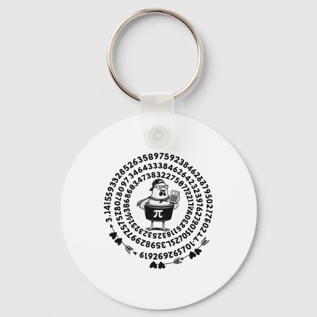 Chicken Pot Holding Calculator Math Teacher Pi Day Key Ring (Front)