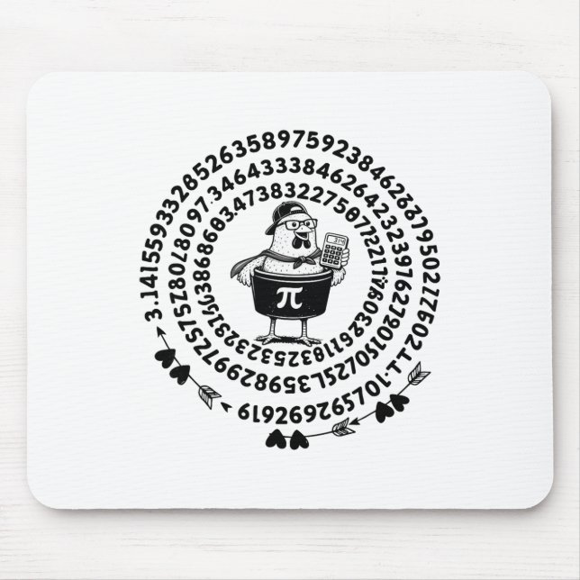 Chicken Pot Holding Calculator Math Teacher Pi Day Mouse Pad (Front)