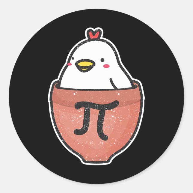 Chicken Pot Pi Day Funny Math Teacher Mathematics  Classic Round Sticker (Front)