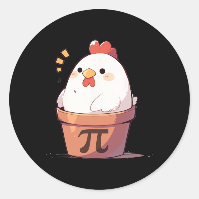 Chicken Pot Pi Day Men Women Kids Math Teacher Gif Classic Round Sticker (Front)