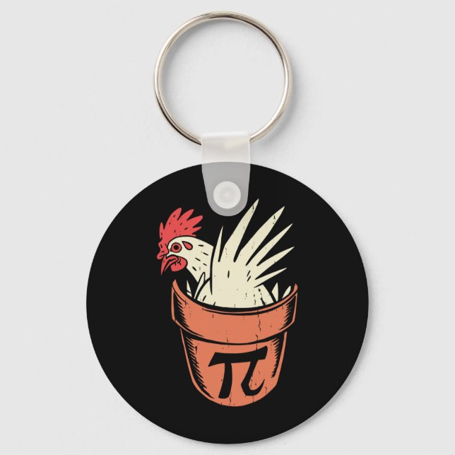 Chicken Pot Pi Funny Math Teacher Pun Pi Day  Key Ring (Front)
