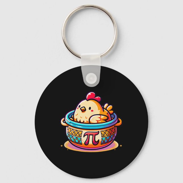 Chicken Pot Pi Funny Pi Day Math  Key Ring (Front)