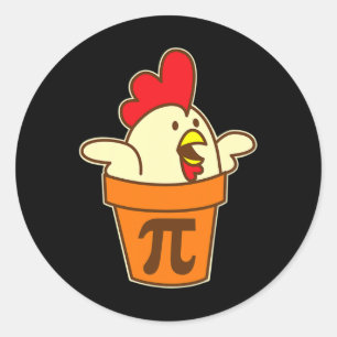 Chicken Pot Pi Geek Pie Mathematics Pun Funny  Classic Round Sticker