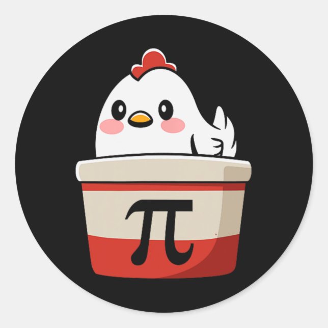 Chicken Pot Pie Funny Math Lover Pun Pi Day Studen Classic Round Sticker (Front)