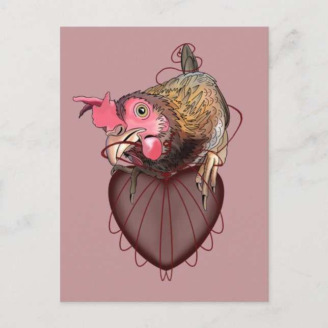 Chicken Pulling Heartstrings  Postcard (Front)