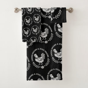 Chicken Raising & Jesus Praising Bath Towel Set