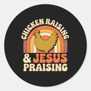 Chicken Raising Jesus Praising Retro Sunset Farmer Classic Round Sticker