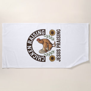 Chicken Raising Jesus Praising Vintage Farm Shirt_ Beach Towel