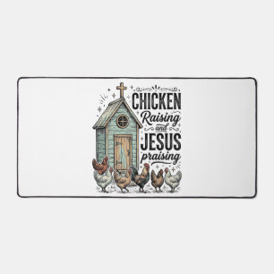 Chicken Raising Jesus Praising Vintage Farm Shirt Desk Mat