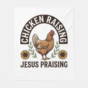 Chicken Raising Jesus Praising Vintage Farm Shirt_ Fleece Blanket