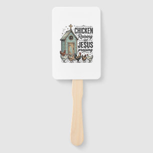 Chicken Raising Jesus Praising Vintage Farm Shirt Hand Fan