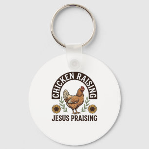 Chicken Raising Jesus Praising Vintage Farm Shirt_ Key Ring