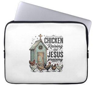 Chicken Raising Jesus Praising Vintage Farm Shirt Laptop Sleeve