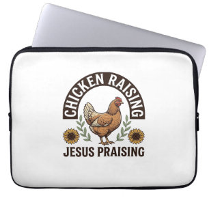 Chicken Raising Jesus Praising Vintage Farm Shirt_ Laptop Sleeve
