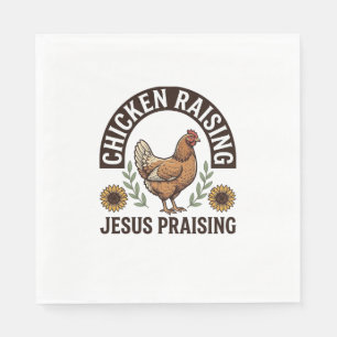 Chicken Raising Jesus Praising Vintage Farm Shirt_ Napkin