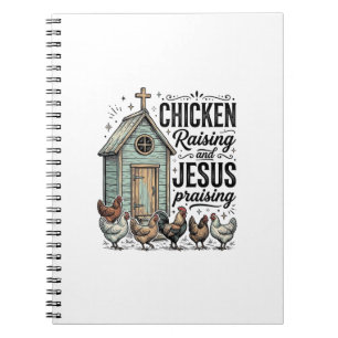 Chicken Raising Jesus Praising Vintage Farm Shirt Notebook