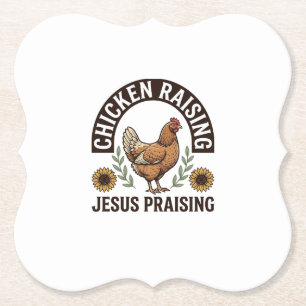 Chicken Raising Jesus Praising Vintage Farm Shirt_ Paper Coaster