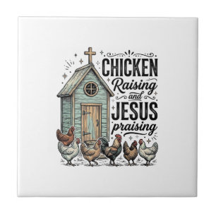 Chicken Raising Jesus Praising Vintage Farm Shirt Tile