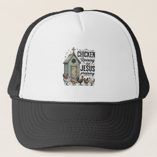 Chicken Raising Jesus Praising Vintage Farm Shirt Trucker Hat