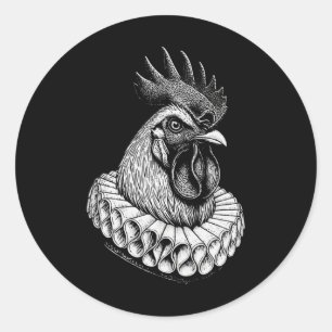 Chicken Renaissance Portrait Vintage Noble Chicken Classic Round Sticker