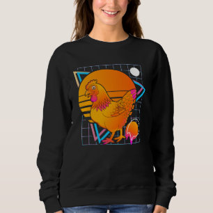 Chicken Retro 80s Style Vintage Chicken Sweatshirt