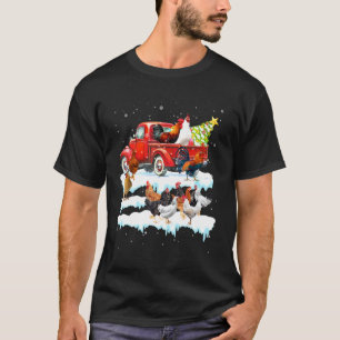 Chicken Riding Red Truck Xmas Merry Christmas Cost T-Shirt