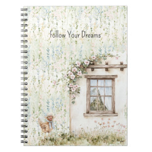 Chicken Romantic House Window Floral Notebook