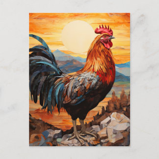 Chicken Rooster Art Postcard