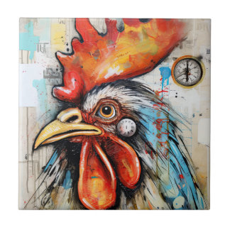 Chicken Rooster Art Tile