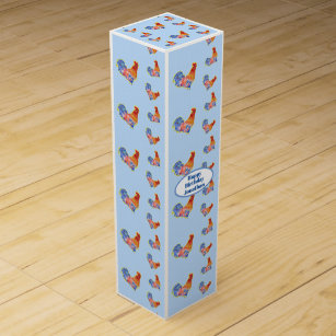 Chicken Rooster Boys Birthday Customizable Name Wine Box