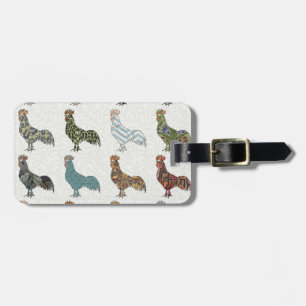 Chicken Rooster Colorful Pattern Farm Luggage Tag