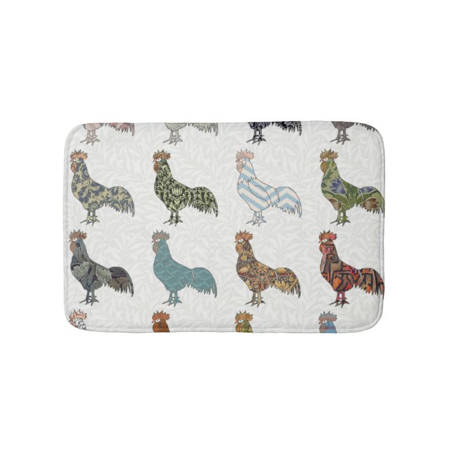 Chicken Rooster Colourful Pattern Farm Bath Mat (Front)