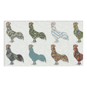 Chicken Rooster Colourful Pattern Farm Name Tag