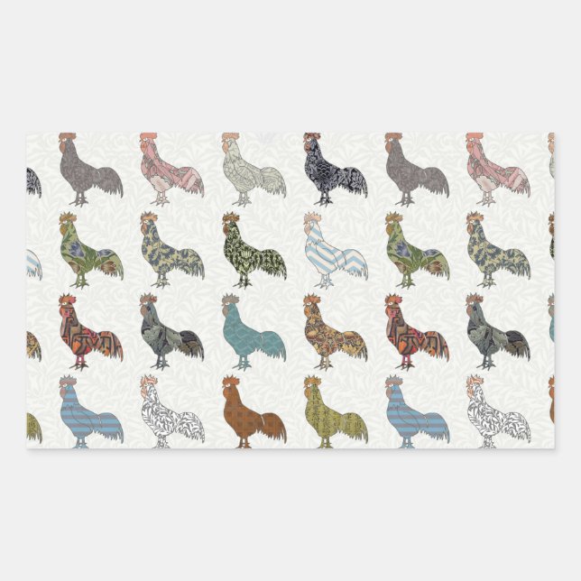 Chicken Rooster Colourful Pattern Farm Rectangular Sticker (Front)