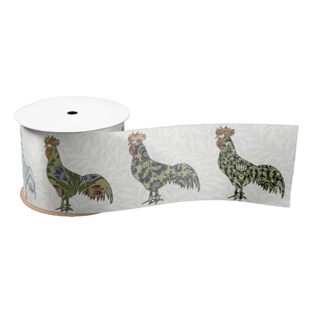 Chicken Rooster Colourful Pattern Farm Satin Ribbon (Spool)