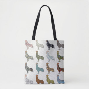 Chicken Rooster Colourful Pattern Farm Tote Bag