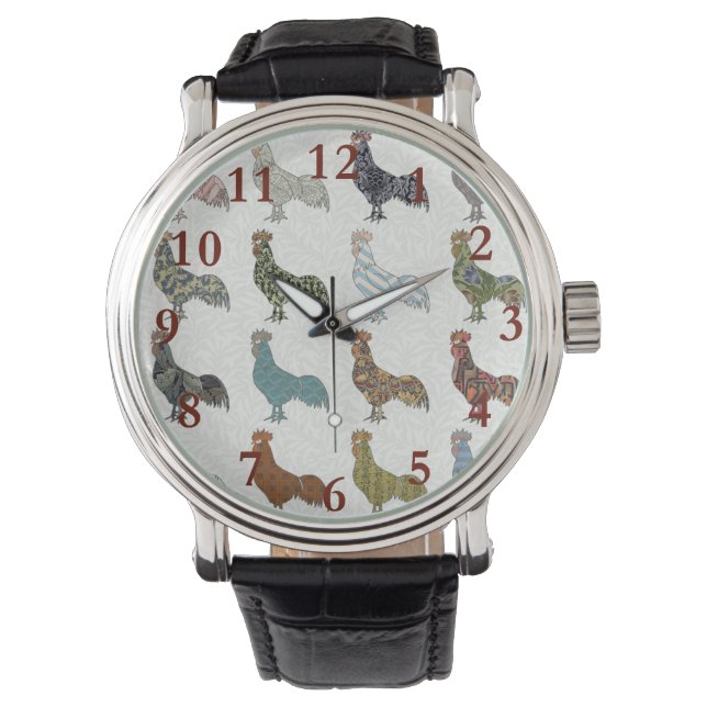Chicken Rooster Colourful Pattern Farm Watch (Front)