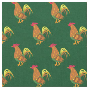 Chicken Rooster Kids Baby Nursery Green Fabric