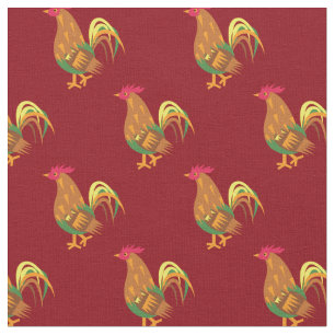 Chicken Rooster Kids Baby Nursery Red Fabric