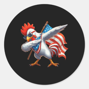 Chicken Rooster Sungles 4th Of July American Flag Classic Round Sticker