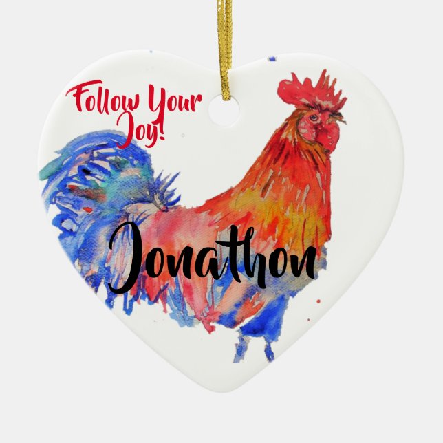Chicken Rooster Watercolor Childs Name Decoration (Front)