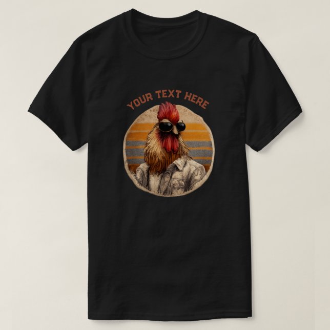 chicken rooster with sunglasses t shirt design (Design Front)